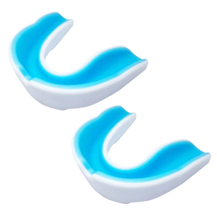 W003 2pcs Sanda Training Basketball Boxing Sports Mouth Guard EVA Braces, Style: Adult (White Blue)