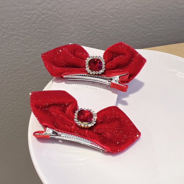 3pairs New Year Children Bow Hair Clips Side Duckbill Clips, Style: Red Ears