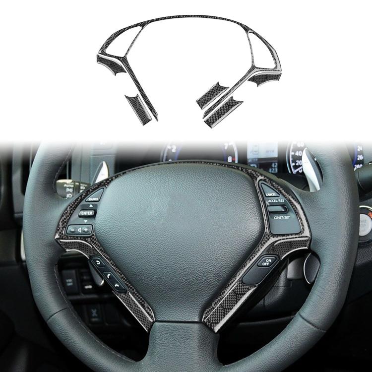 For Infiniti G35/G37/G25/Q60 6pcs /Set Steering Wheel Decorative Cover Trim Sticker - Black