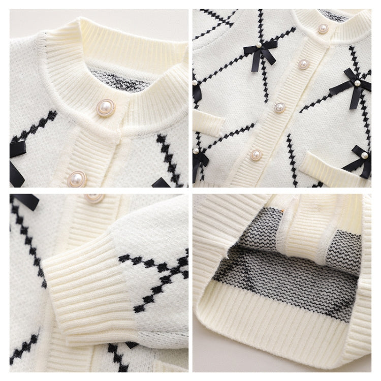 Girls Cardigan Sweater + Wide-Legged Pants Set Autumn And Winter Knitting Two-Piece Kit, Size: