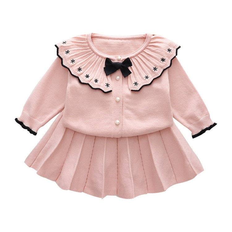 Autumn And Winter Girls Sweater + Half Skirt Knitted Set, Size: