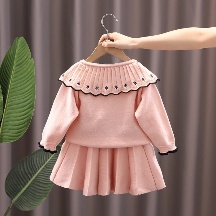 Autumn And Winter Girls Sweater + Half Skirt Knitted Set, Size: