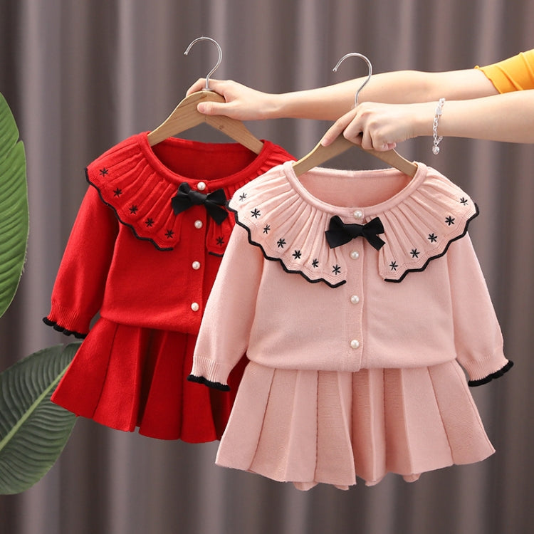 Autumn And Winter Girls Sweater + Half Skirt Knitted Set, Size: