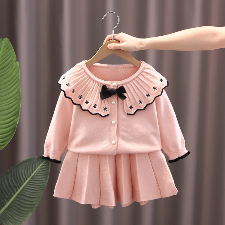 Autumn And Winter Girls Sweater + Half Skirt Knitted Set, Size: