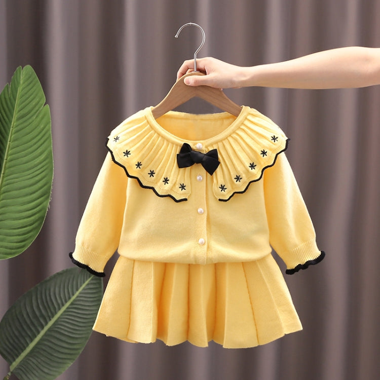 Autumn And Winter Girls Sweater + Half Skirt Knitted Set, Size: