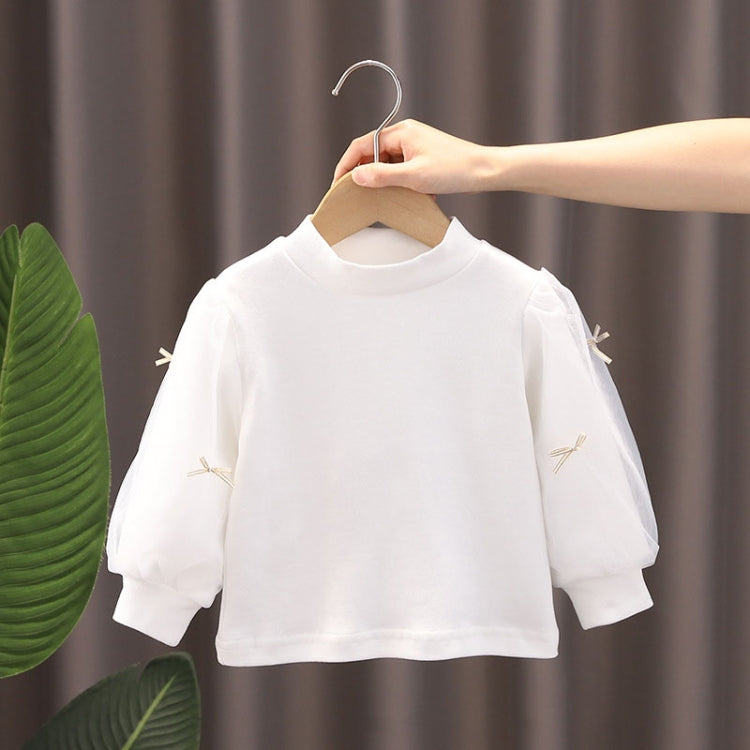 Girls Bottoming Shirt Cotton Yarn Sleeve Stand-Up Collar Tops, Size: