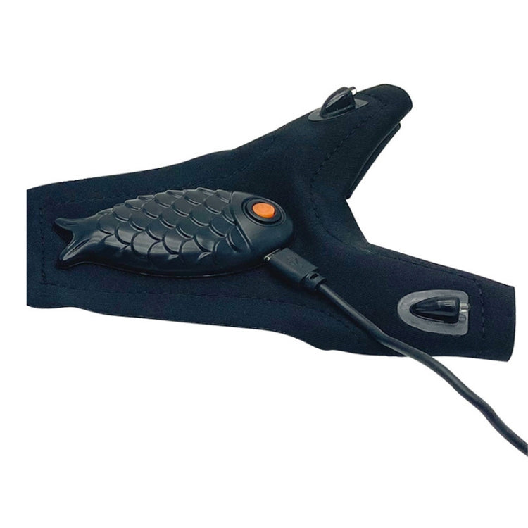 USB Night Fishing Gloves LED Flashlight Glowing Fishing Lighting Finger Lamp, Style: Fish Shaped Model Single