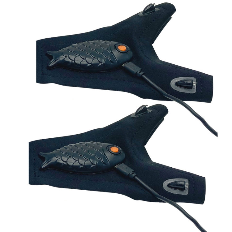 USB Night Fishing Gloves LED Flashlight Glowing Fishing Lighting Finger Lamp, Style: Fish Shaped Model Two