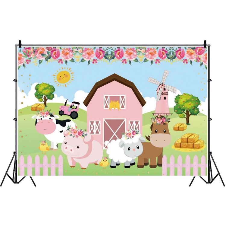 1.5m X 1m Cartoon Farm Animals Photography Backdrop Birthday Party Background Decoration