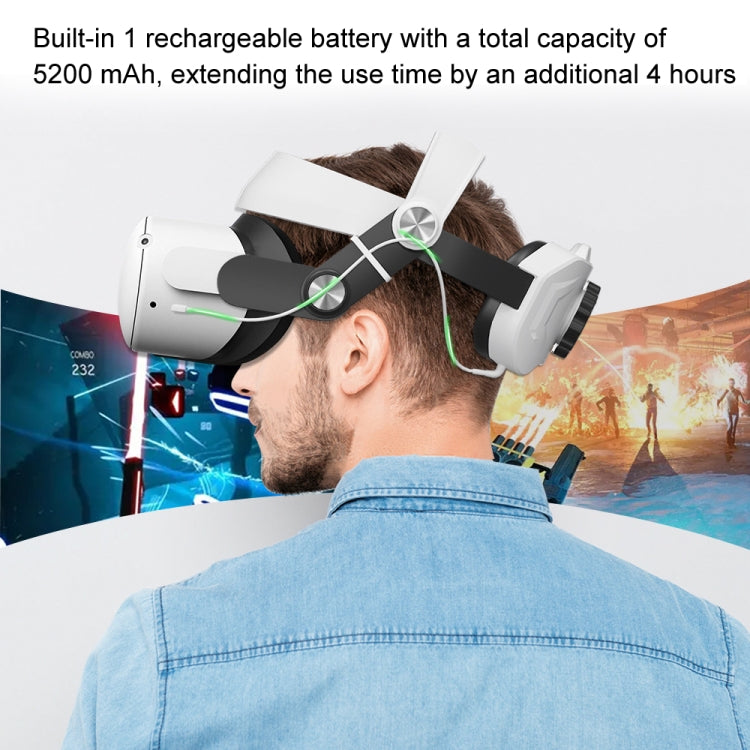 For Oculus Quest 2 Power Bank Head Strap With 5200mAh Rechargeable Battery