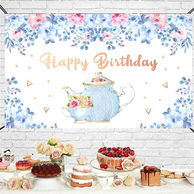 1.8 X 1.1m Cartoon Teapot Photography Background Cloth Birthday Party Scene Decoration