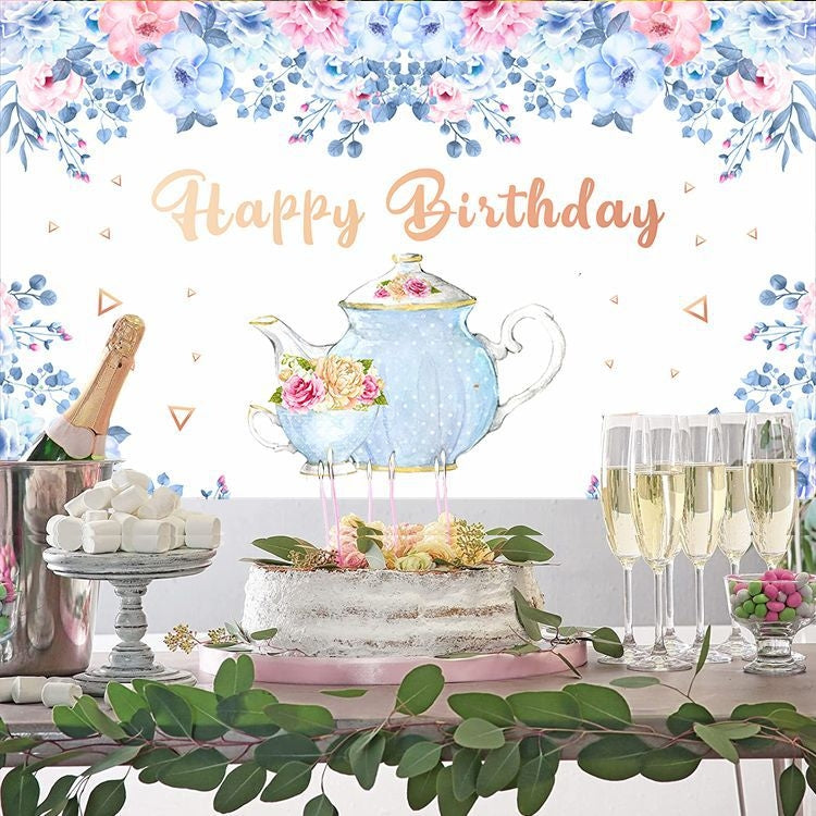 1.8 X 1.1m Cartoon Teapot Photography Background Cloth Birthday Party Scene Decoration