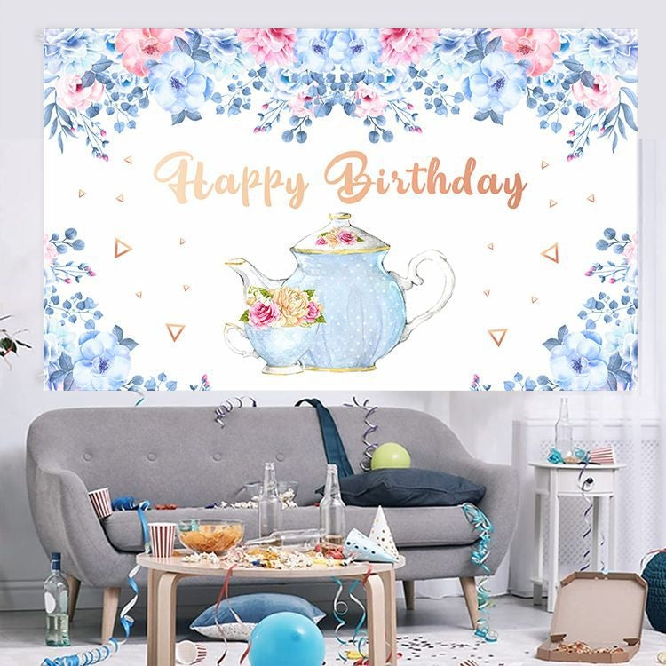 1.8 X 1.1m Cartoon Teapot Photography Background Cloth Birthday Party Scene Decoration