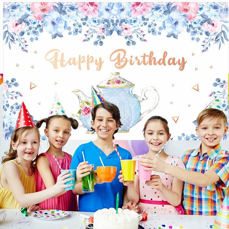 1.8 X 1.1m Cartoon Teapot Photography Background Cloth Birthday Party Scene Decoration