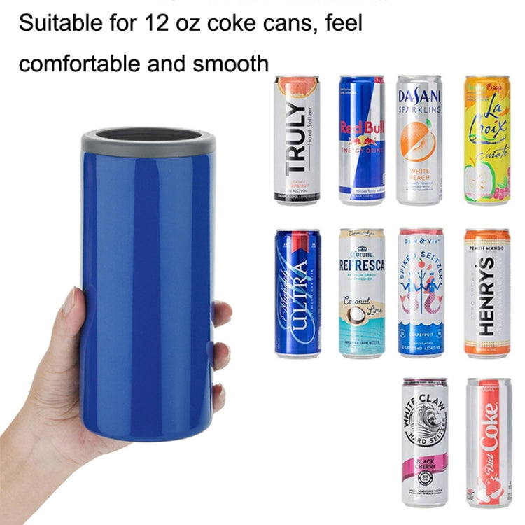 12oz Coca Cold Cans 304 Stainless Steel Double Layer Vacuum Beer Cold Cup, Color: Indigo Blue