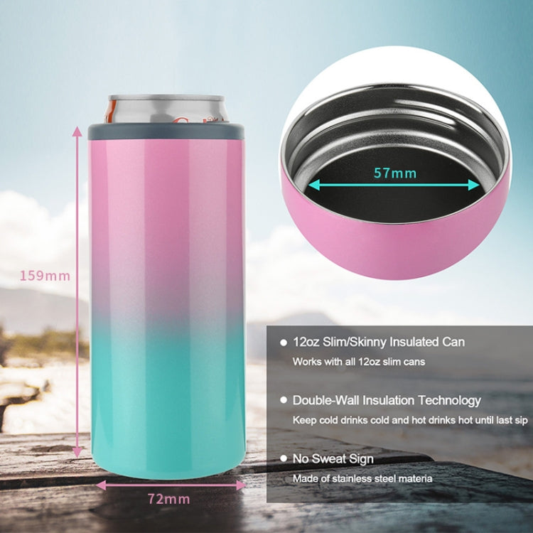 12oz Coca Cold Cans 304 Stainless Steel Double Layer Vacuum Beer Cold Cup, Color: Pink Blue
