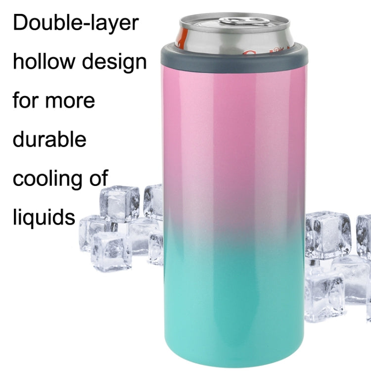 12oz Coca Cold Cans 304 Stainless Steel Double Layer Vacuum Beer Cold Cup, Color: Pink Blue