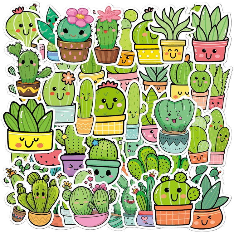 3sets 50pcs/set Cartoon Cactus DIY Handbook Decorative Stickers Floral Laptop Waterproof Sticker(TT173)