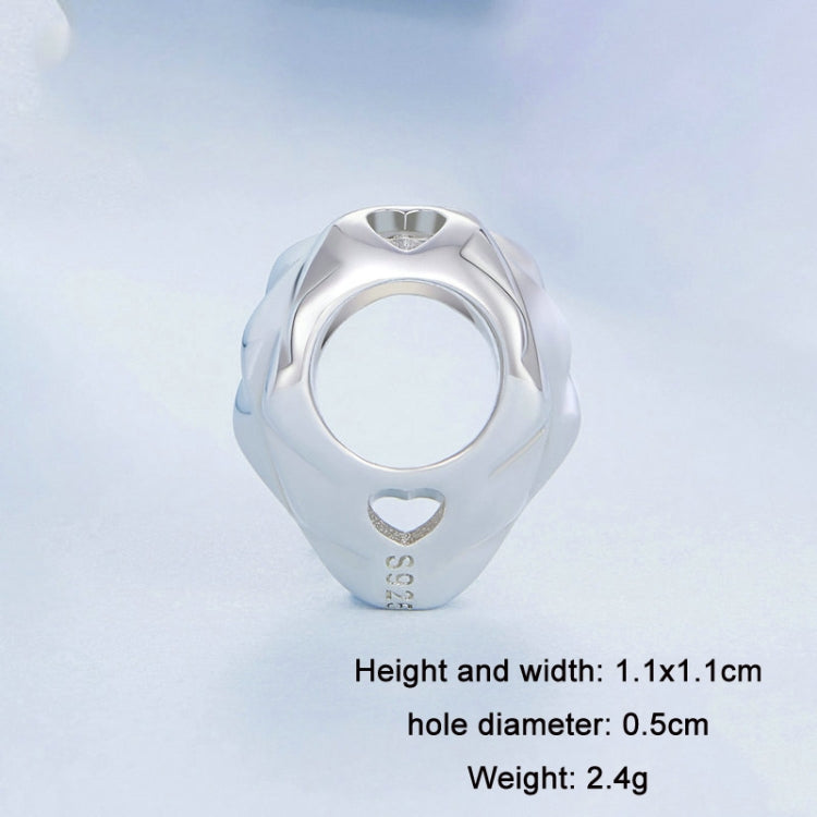 BSC709 S925 Sterling Silver Heart Studded Bracelet White Gold Plated Beads