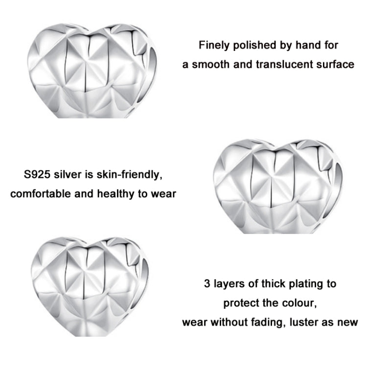 BSC709 S925 Sterling Silver Heart Studded Bracelet White Gold Plated Beads