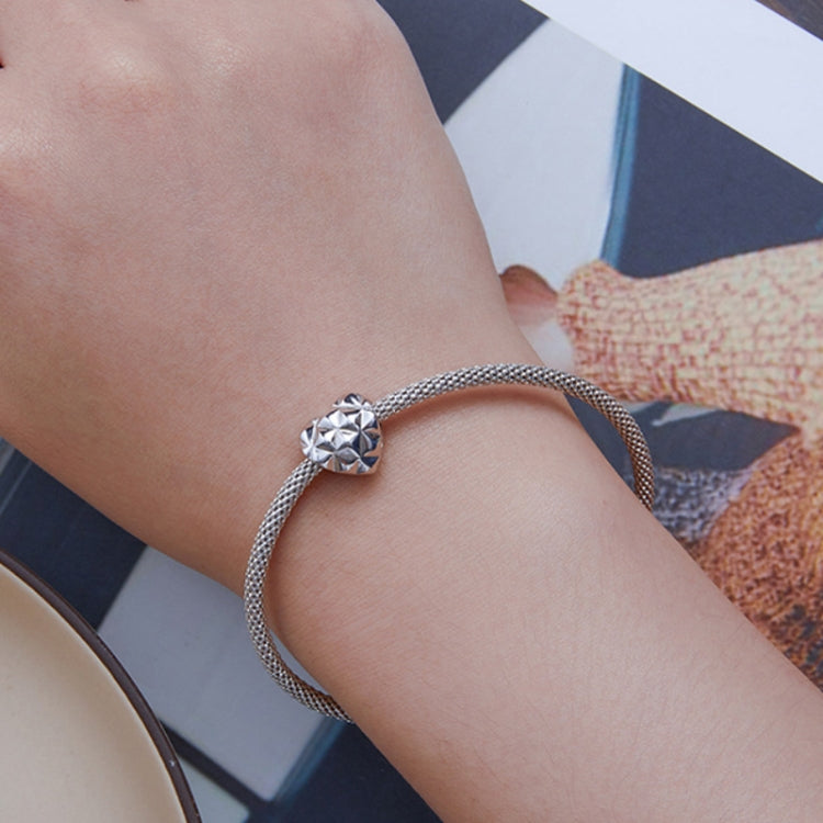 BSC709 S925 Sterling Silver Heart Studded Bracelet White Gold Plated Beads