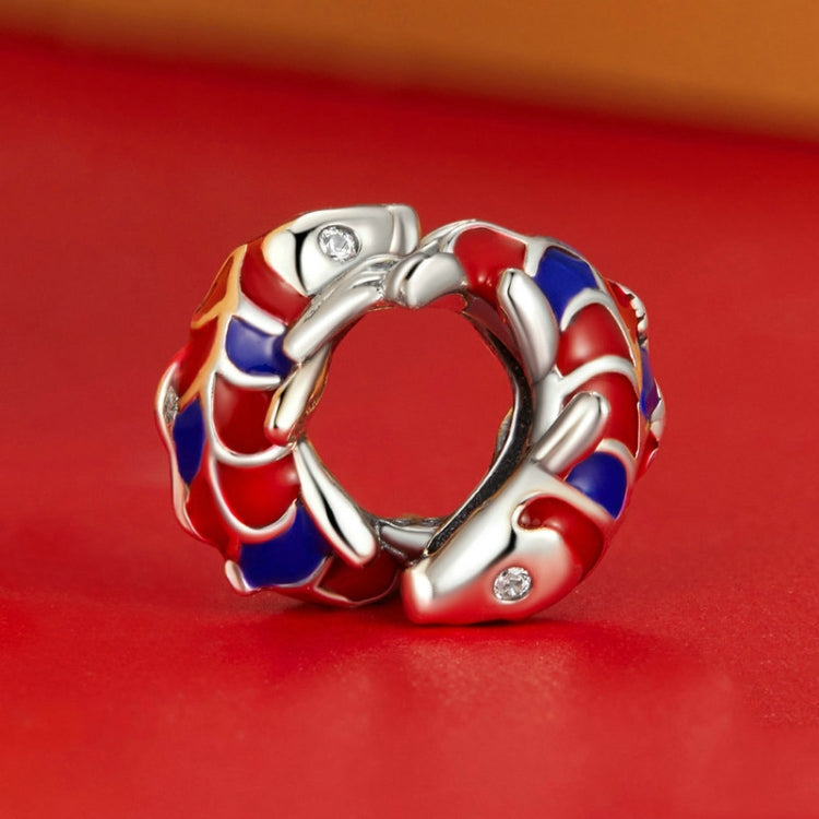 BSC728 Sterling Silver S925 Oil Drip Zirconia Koi Bracelet Pendant