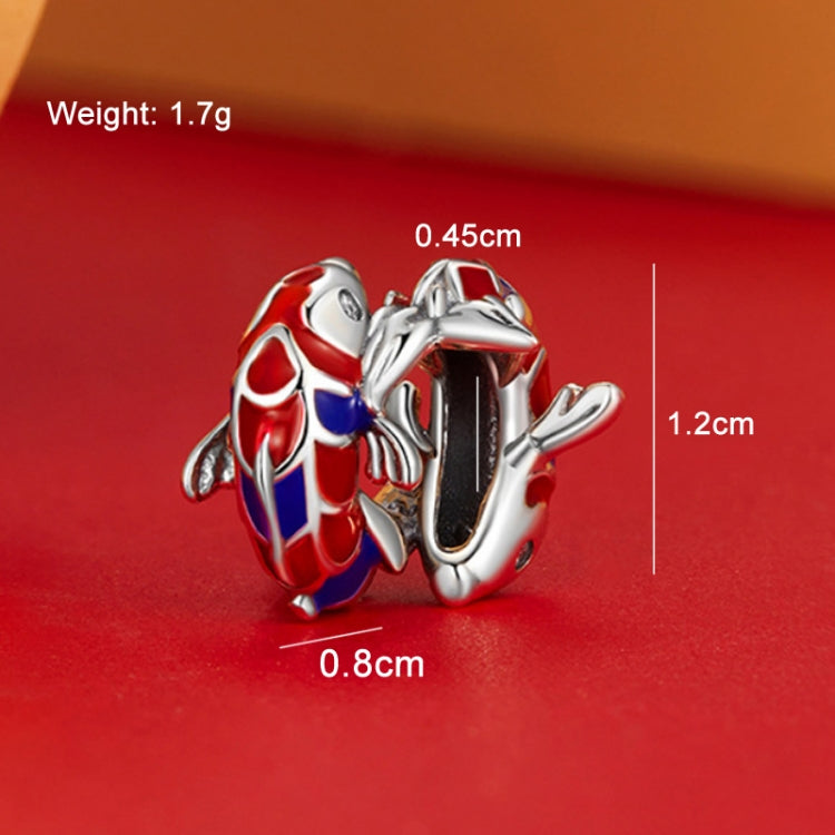 BSC728 Sterling Silver S925 Oil Drip Zirconia Koi Bracelet Pendant
