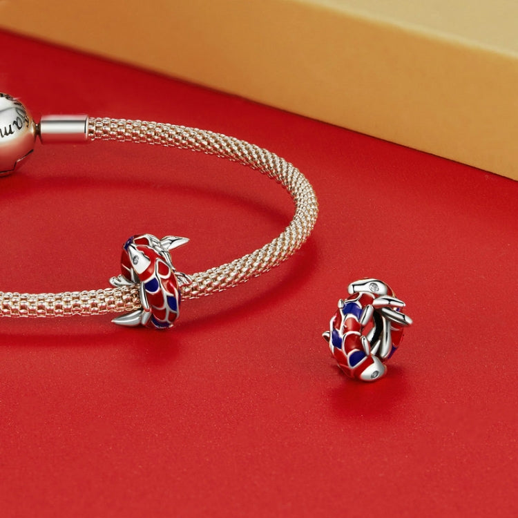 BSC728 Sterling Silver S925 Oil Drip Zirconia Koi Bracelet Pendant