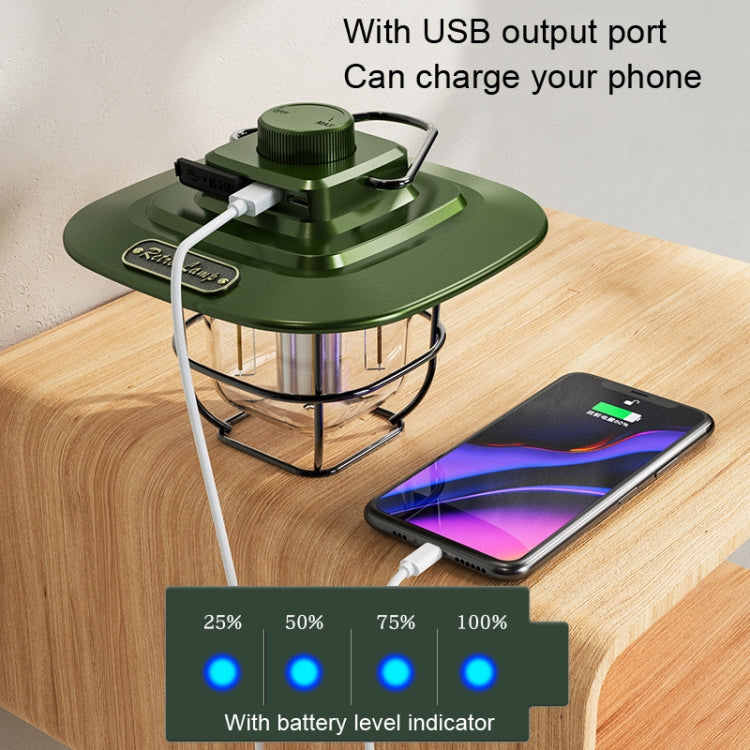 LY02 LED Retro Lantern Hand Tent Lamp USB Charging Camping Light