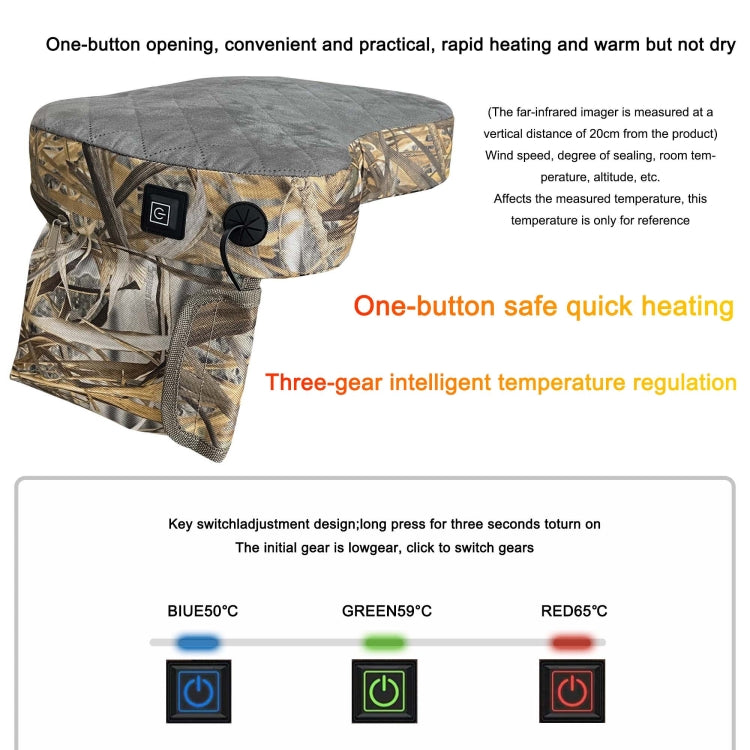 Outdoor Portable Camouflage 3 Gear Adjustable Heated Cushion 40x27x7cm