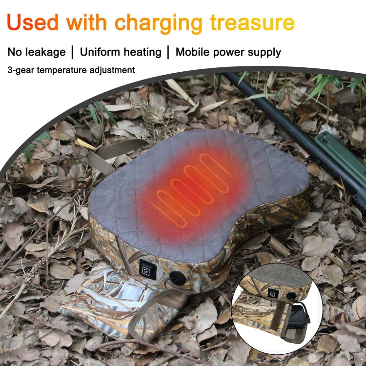Outdoor Portable Camouflage 3 Gear Adjustable Heated Cushion 40x27x7cm