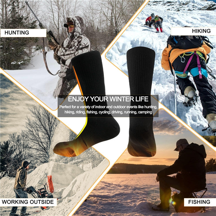 Riding Outdoor Skiing Heated Thermal Long Socks(Black)
