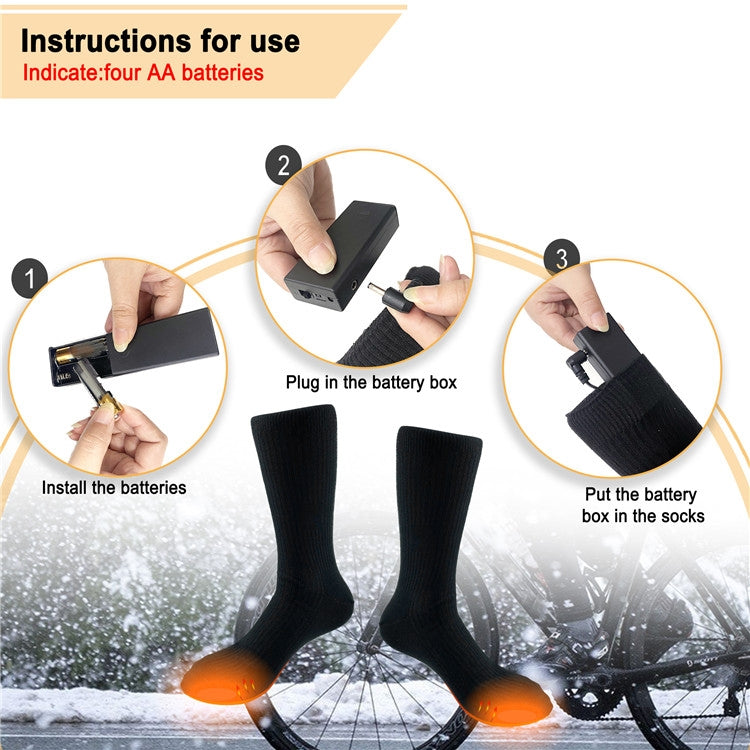 Riding Outdoor Skiing Heated Thermal Long Socks(Black)