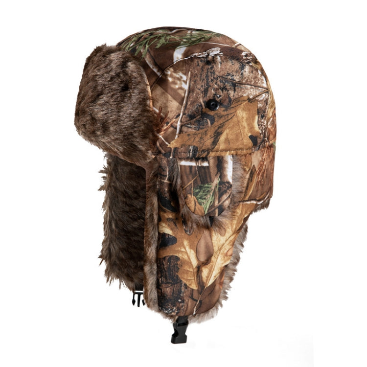 Earflap Hat Camouflage Warm Winter Elderly Hat Cap Thick Flaps Ski Hat, Size: Free Size