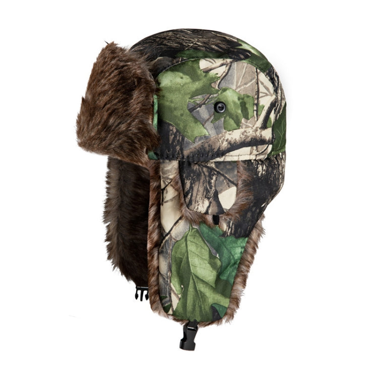 Earflap Hat Camouflage Warm Winter Elderly Hat Cap Thick Flaps Ski Hat, Size: Free Size