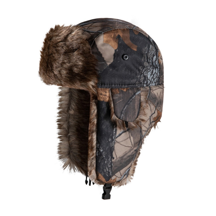 Earflap Hat Camouflage Warm Winter Elderly Hat Cap Thick Flaps Ski Hat, Size: Free Size