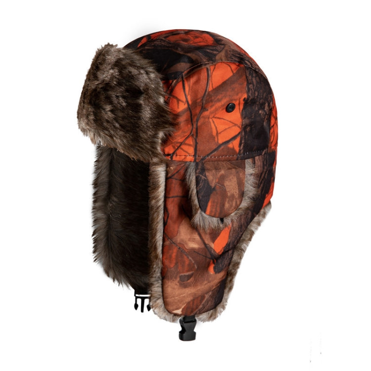 Earflap Hat Camouflage Warm Winter Elderly Hat Cap Thick Flaps Ski Hat, Size: Free Size