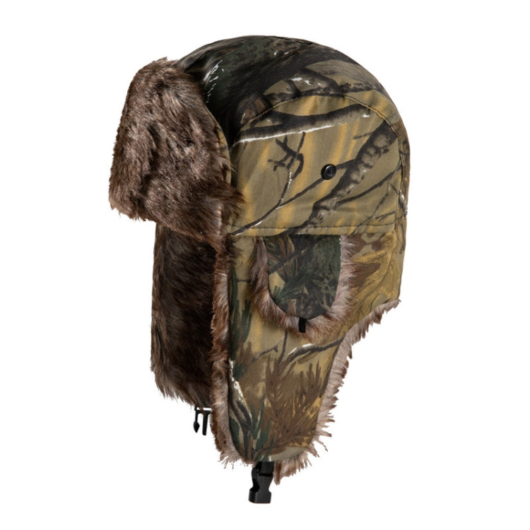 Earflap Hat Camouflage Warm Winter Elderly Hat Cap Thick Flaps Ski Hat, Size: Free Size