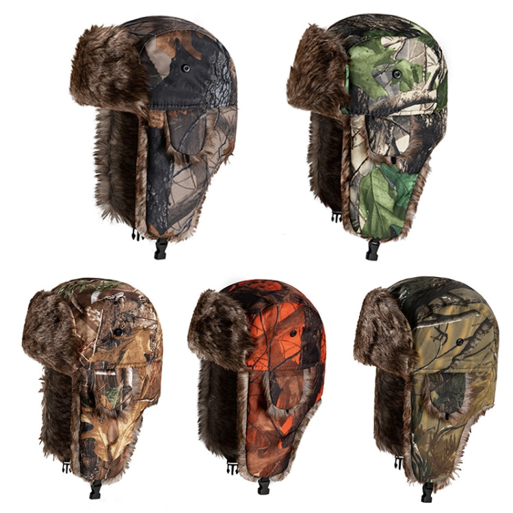 Earflap Hat Camouflage Warm Winter Elderly Hat Cap Thick Flaps Ski Hat, Size: Free Size