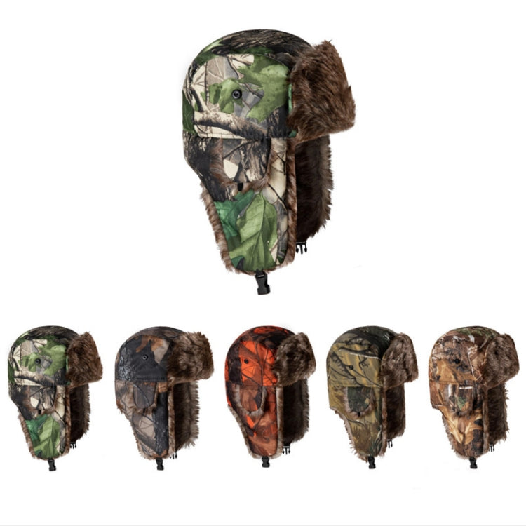 Earflap Hat Camouflage Warm Winter Elderly Hat Cap Thick Flaps Ski Hat, Size: Free Size