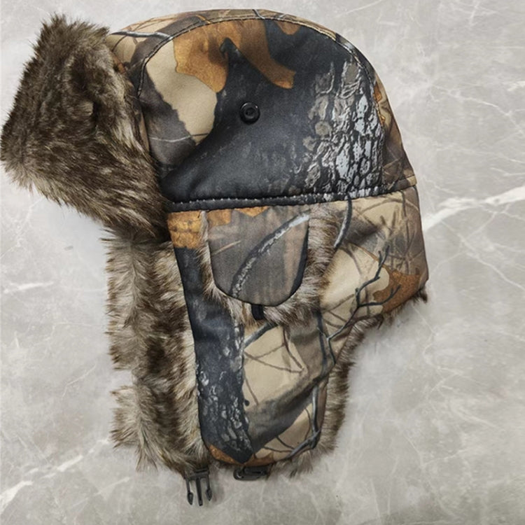 Earflap Hat Camouflage Warm Winter Elderly Hat Cap Thick Flaps Ski Hat, Size: Free Size