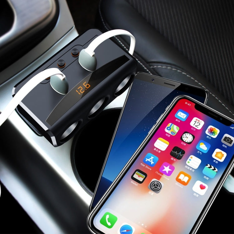 HY29 3 in 1 Cigarette Lighter To Multifunction Charger(Neutral Black)