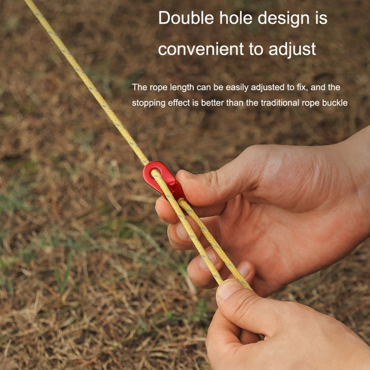 50pcs Outdoor Camping Aluminum Alloy Binocular Wind Rope Buckle Canopy Tent Pull Rope Stop Adjustment Piece, Color: Orange