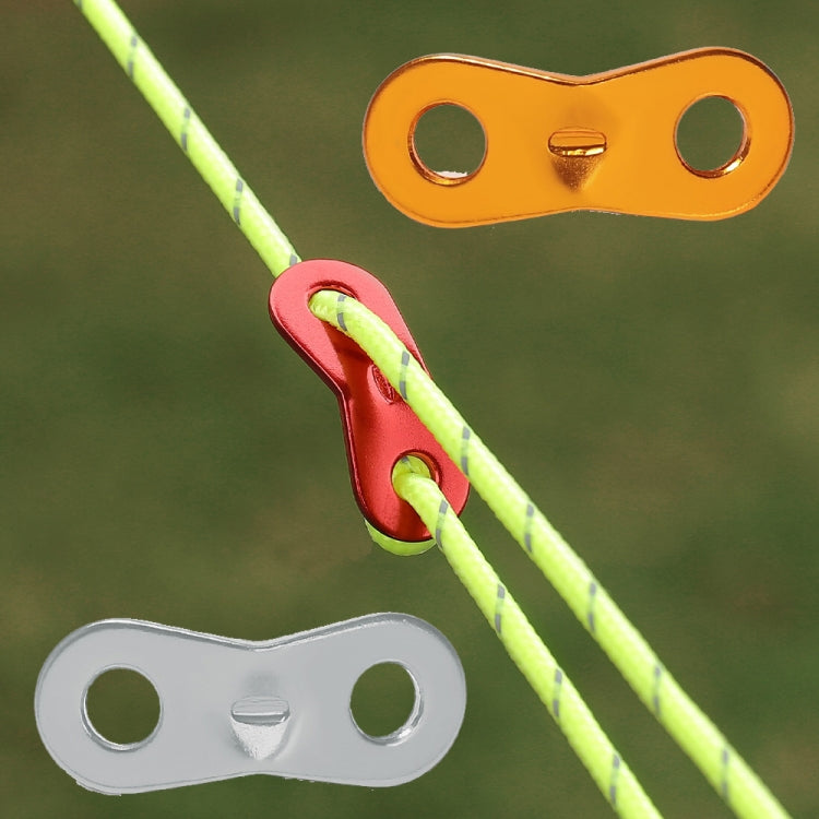 50pcs Outdoor Camping Aluminum Alloy Binocular Wind Rope Buckle Canopy Tent Pull Rope Stop Adjustment Piece, Color: Orange