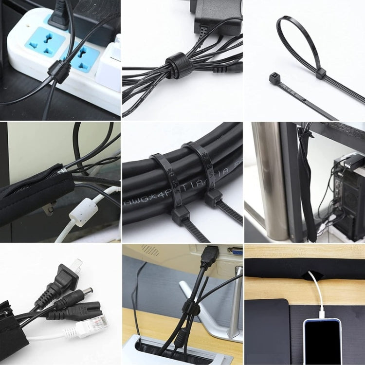 4pcs Zipper Ties Cord Management Organizer Kit Cable Sleeve With Zipper Cable Clip