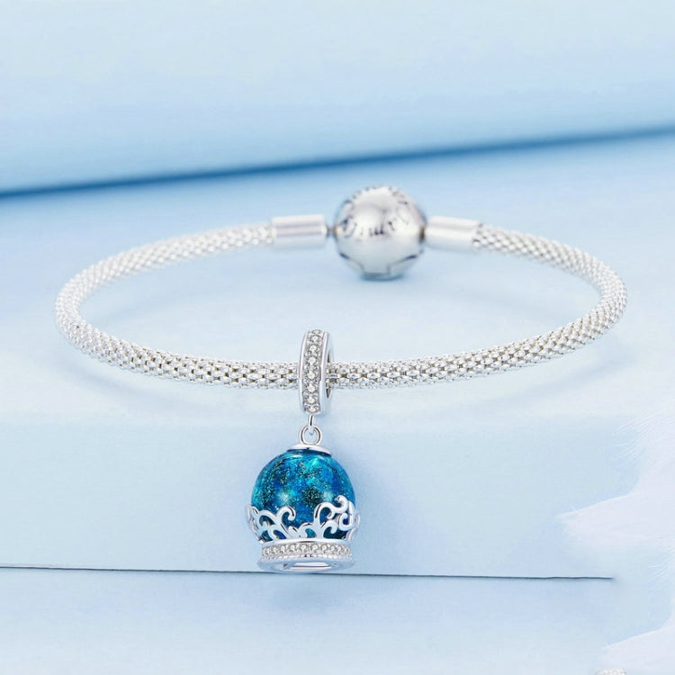 BSC735 Sterling Silver S925 Crystal Ball Bracelet Pendant Zirconia Lucite Bead Charm