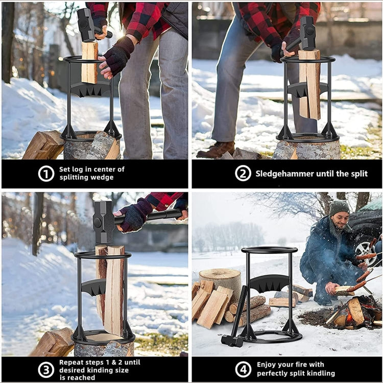 Firewood Kindling Splitter Manual Log Splitter with Carbon Steel Cutter Head, Model: Medium