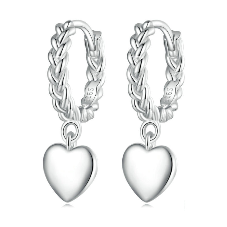 BSE715 Sterling Silver S925 Twist Heart White Gold Plated Earrings