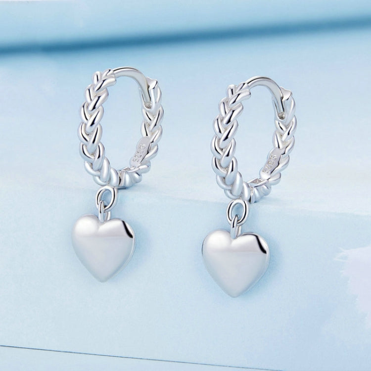 BSE715 Sterling Silver S925 Twist Heart White Gold Plated Earrings