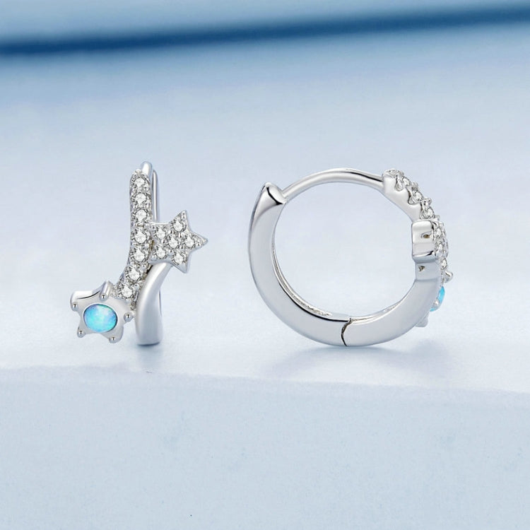 BSE727 Sterling Silver S925 Shooting Star Earrings Pentagram Ear Zirconia Dreamy Sweet Earrings